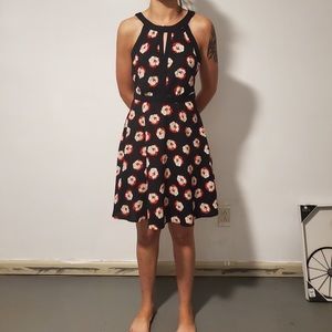 Black dress with red flowers